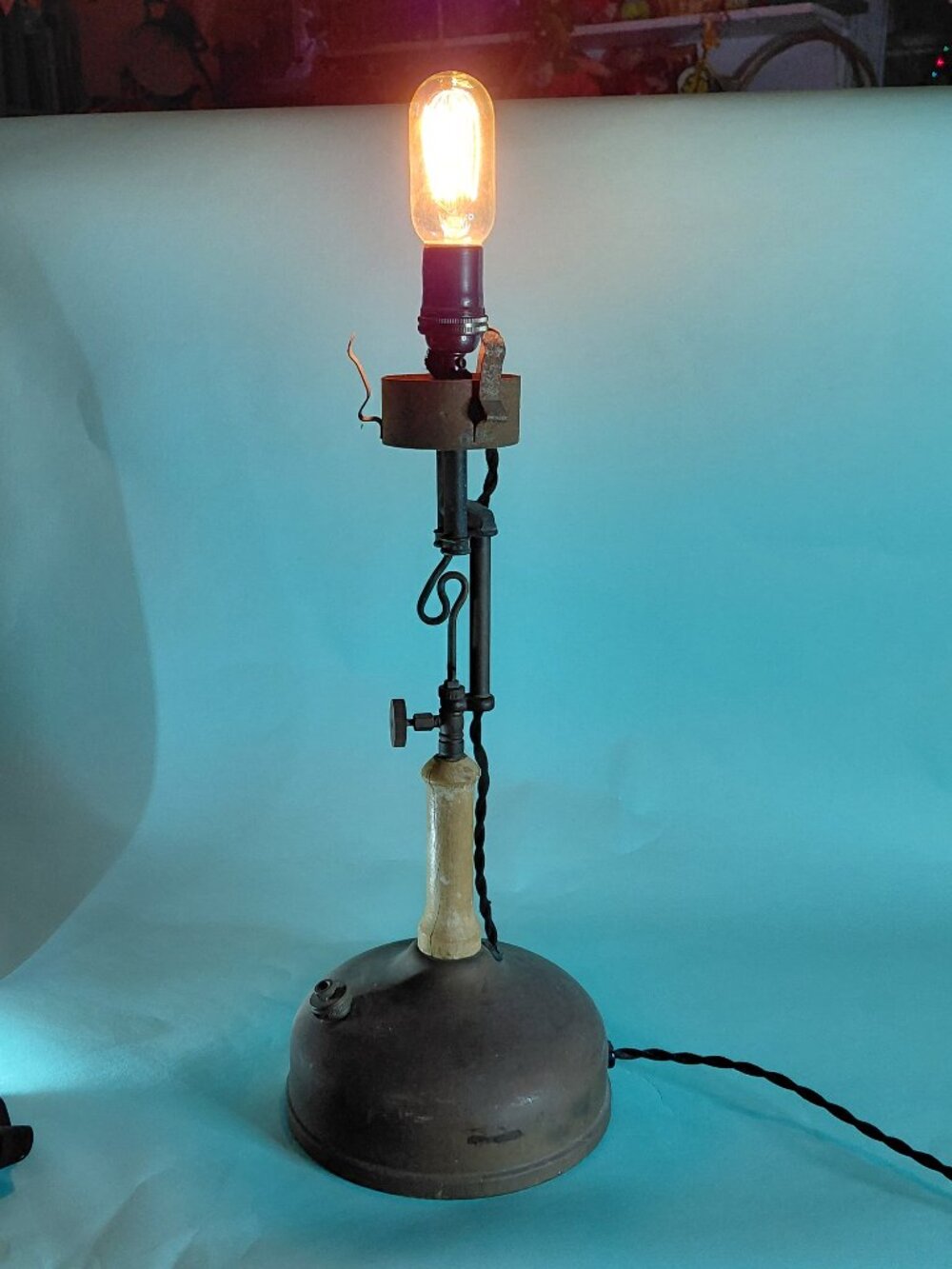 Steam Punk Table Lamp - Rustic Americana - original design- mood light